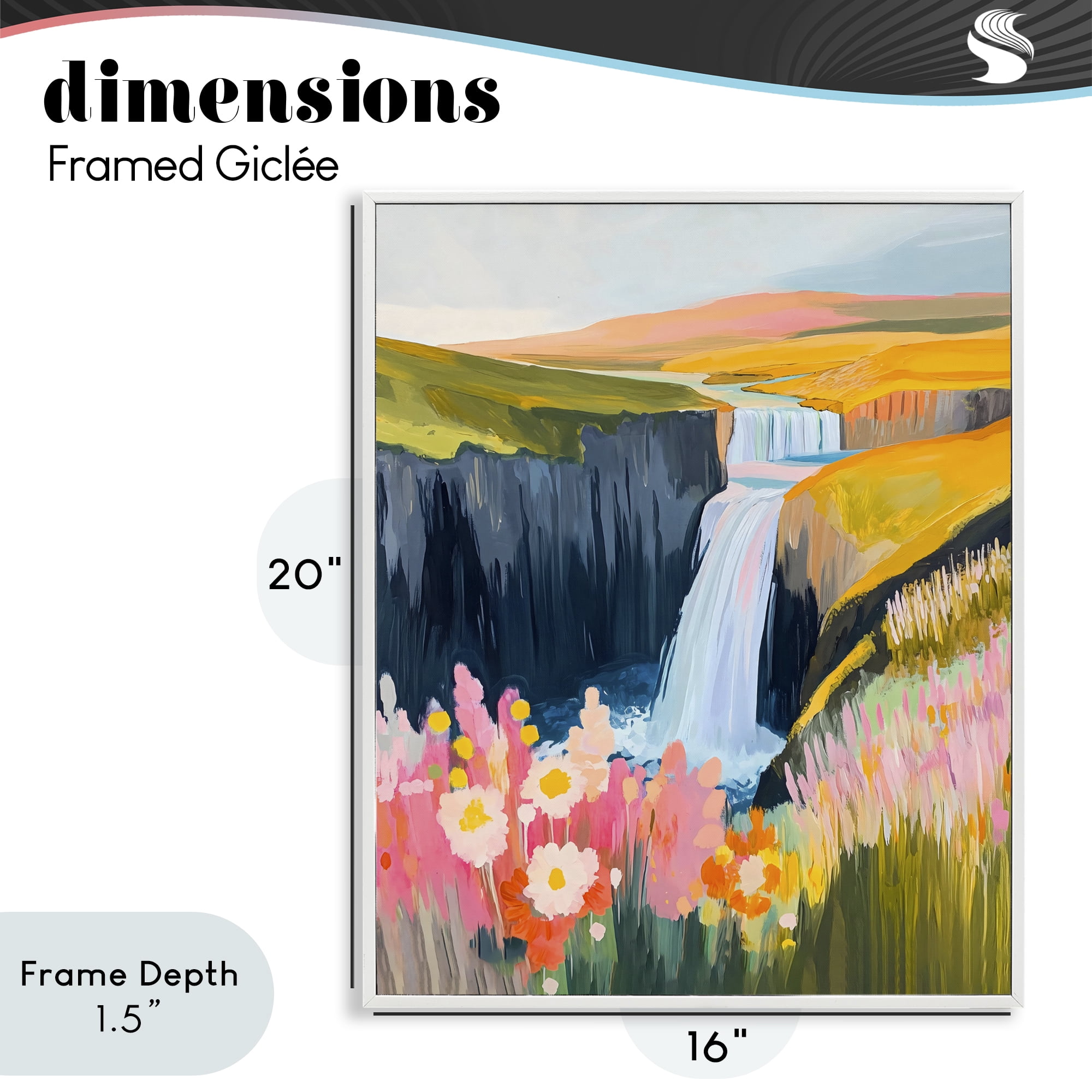 Stupell Industries Colorful Waterfall in Valley White Framed Giclee Art, design by The Prints Vibe