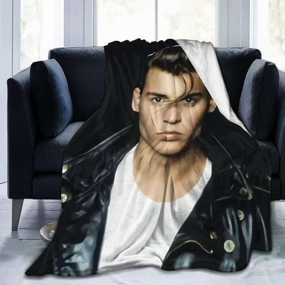 Johnny Depp Blanket Soft and Warm Lightweight Fluffy Throws Blankets Rug Carpet Gift for Beach Yoga Bedroom Living Room Decoration Sofa Camping Trip Dorm Decor All Season