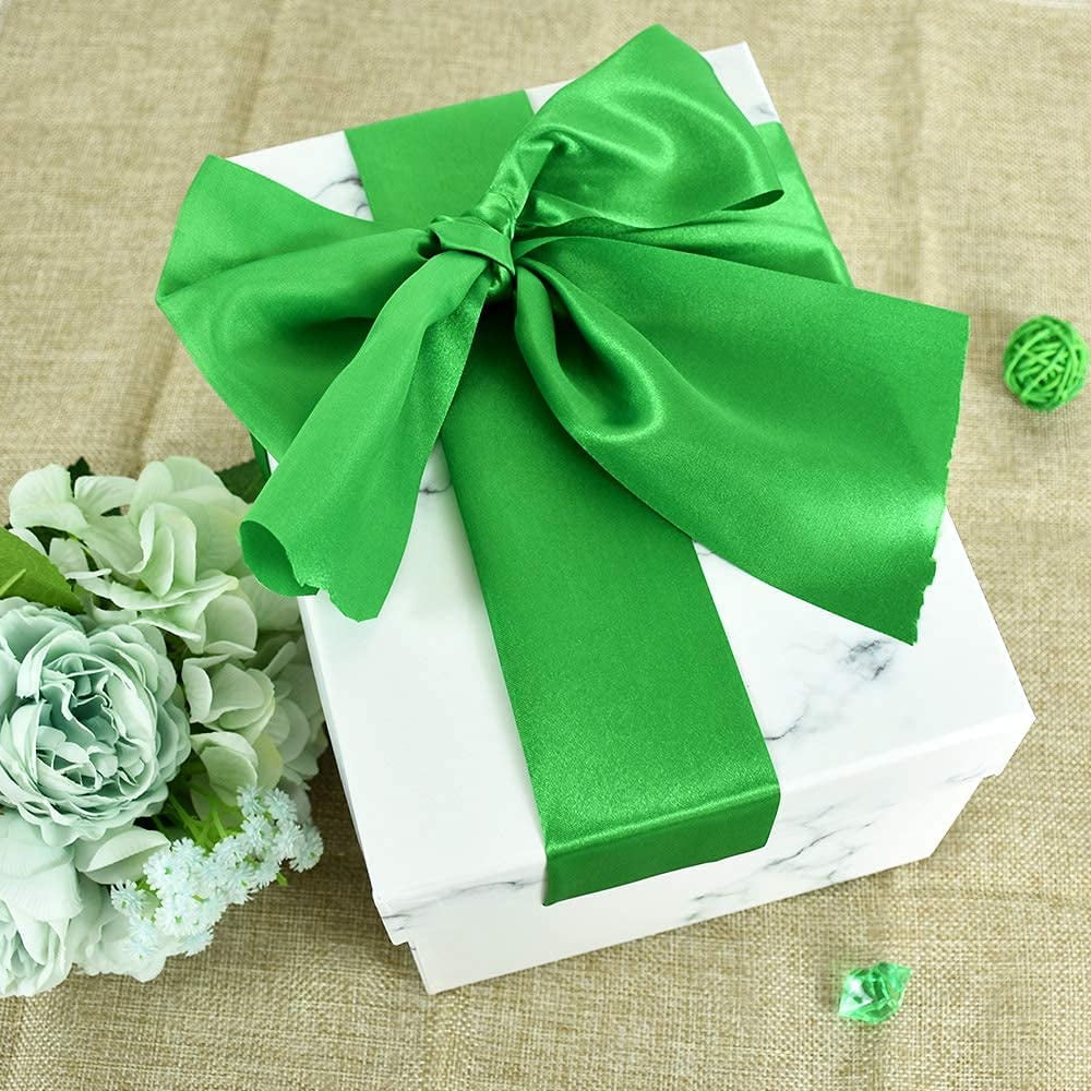 Ribbli Forest Green Satin Ribbon 4 Inch Wide Dark Green Ribbon for Wedding  Chair Sash Grand Opening Ceremony Big Bows Gift Wrapping Floral Crafts Cake