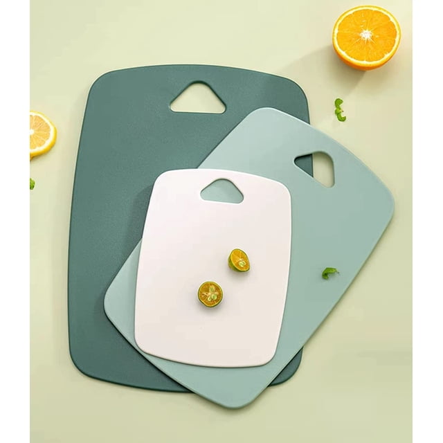 Tablas de cortar para cocina, tablas de cortar gruesas para carne, verduras y frutas, con mango de fácil agarre (verde, 3 piezas)