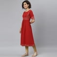 thumbnail image 4 of Janasya Indian Round Neck Half Sleeve Polka Print Maroon Poly Crepe Kurta For Women, 4 of 7