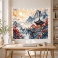 thumbnail image 5 of Chinese Temple on Misty Mountain Cliff, Serene Watercolor for Nature Lovers, Landscape Wall Art, Housewarming Gift, Tapestry Wall Hanging for Study Room and Living Room, 5 of 7