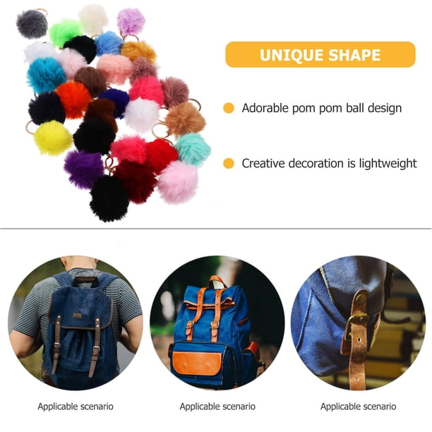 WEUVEB 30Ud Llavero Pom Pom Multicolor Con Colgante De Bolas Esponjosas Para De Y Llaves