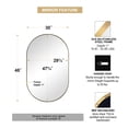 thumbnail image 6 of ANDY STAR Brushed Gold Bathroom Mirror, 48 x 30 Inch Oval Vanity Mirror, Brushed Brass Mirror for Wall in Stainless Steel Metal Frame 1" Deep Wall Mounted Horizontal/Vertical, 6 of 6