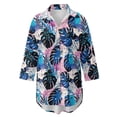 thumbnail image 4 of Xoenoiee Tropical Monstera Palm Leaves Print Swimsuit Coverup for Women Casual V Neck Bathing Suit Cover Ups Button Down Beach Bikini Swimwear Cover up Dress Shirt, 3XL, 4 of 7