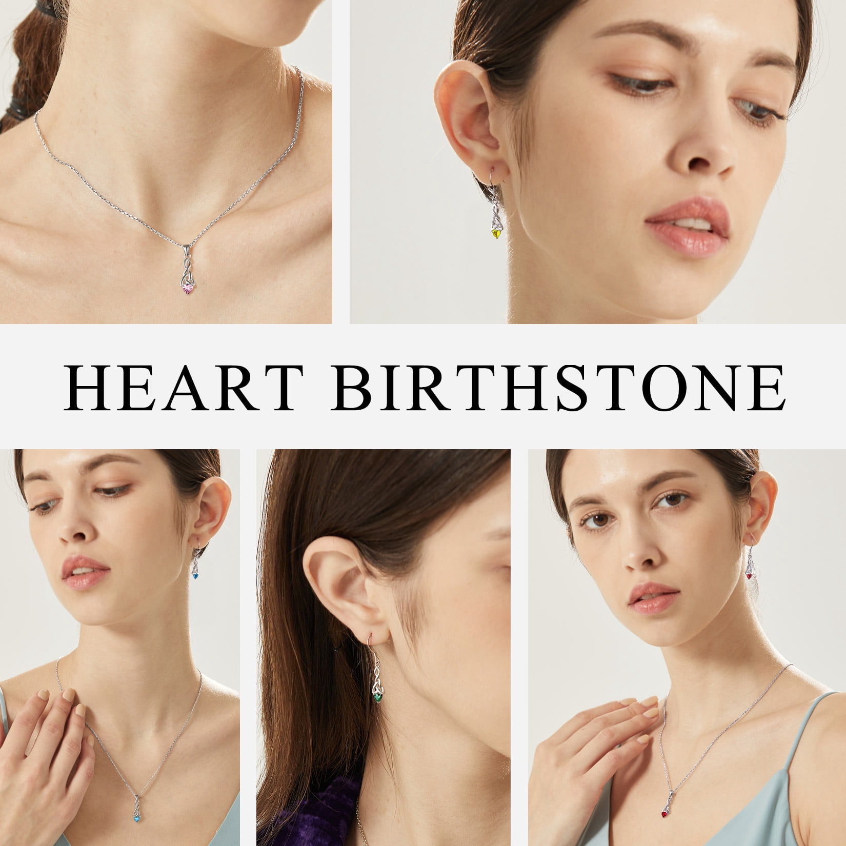 Suplight Silver Celtic Knot Heart Dangle Earrings with Birthstone, Irish Celtic Jewelry for Women