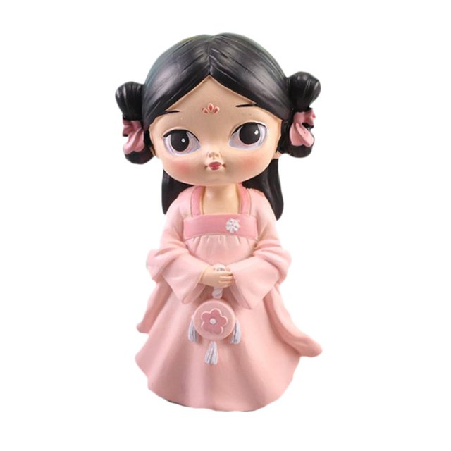 Decoraciones Chinas Del pequeña sala De La Estatua De De Hanfu Para Del Del Hotel De para hogar Rosado BLESIY Figurina de la niña de la resina pequeña