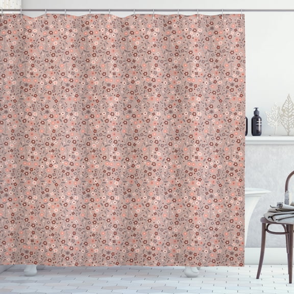 Ambesonne Floral Shower Curtain, Spring Petals Blossoms, 69"Wx70"L, Mauve Salmon Dried Rose