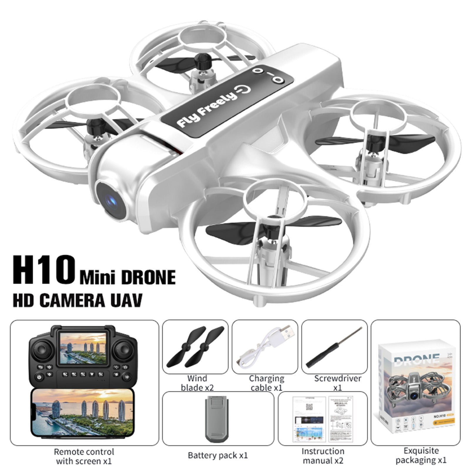 Leodye 1PCS Dual-camera RC Drone Toy Altitude Hold Headless Mode Speed Adjustment Design Boys Holiday Gift Accessory -5.51x4.52x1.96in