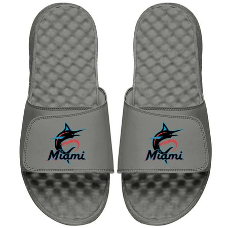 

Men s ISlide Gray Miami Marlins Primary Logo Slide Sandals