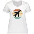 thumbnail image 3 of Inktastic Airplane Pilot Vintage Sunset Women's Plus Size T-Shirt, 3 of 5