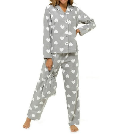 

Womens Pajama Set Cosy & Soft Ladies Pajamas Loungewear Nightwear PJ Sleepwear Sets Grey Heart Print 20-22