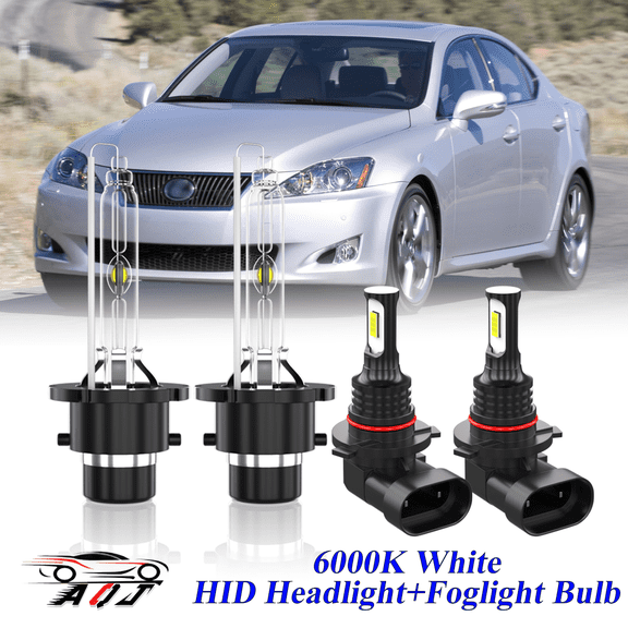 For Lexus IS 350 2006 2007 2008 2009 White Front HID Headlight High/Low Beam LED Fog Light Bulbs