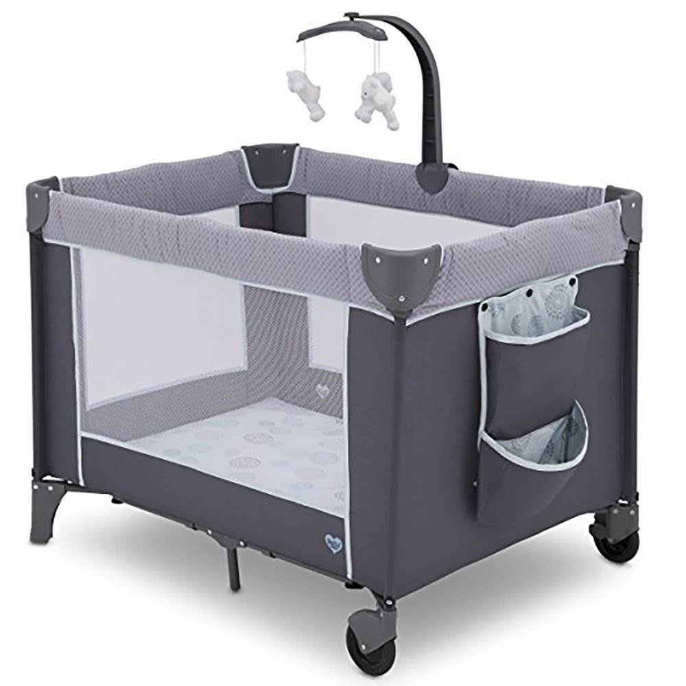 Delta Children LX Deluxe Portable Baby Play Yard With Removable Bassinet and Changing Table, Eclipse