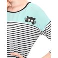 thumbnail image 4 of CamiseDe ManLarPaMujer bloque de colorrayas triple color simple Azul verde M, 4 of 5