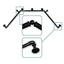 1" Dia Pipe Bay Window Curtain Rod, Adjustable 23"-41", 41"-78"- Black,(DP100-Bay-2)