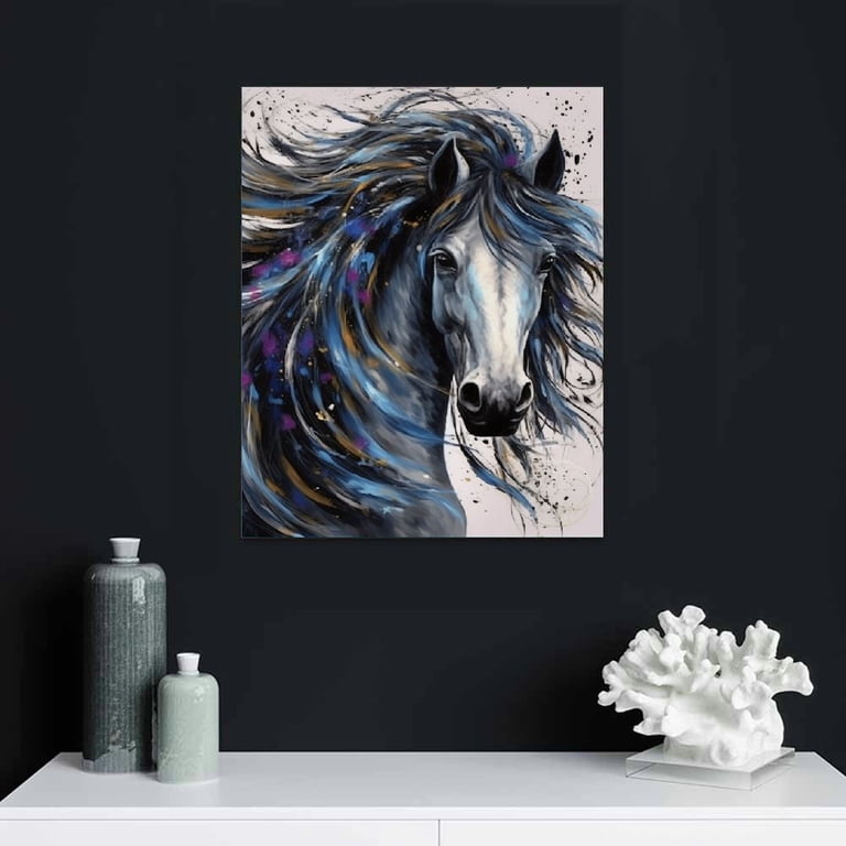 A White Horse Running in Paint - Animals in Vibrant Color Poster for Sale by GVRDesign