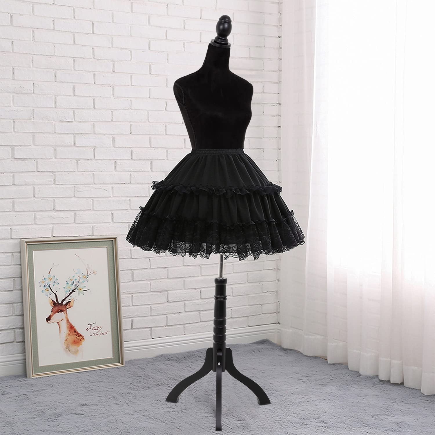 FDW Adjustable Sewing Dress Mannequin, 59-67 inch, Female Model, Wood Base (Black)