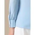 thumbnail image 5 of DARING DIVA Women's Bow Tie Neck Tops Long Sleeve Business Work Blouse M Sky Blue, 5 of 5