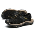 thumbnail image 4 of Men's Closed Toe Leather Sandals Outdoor Hiking Fisherman Shoes Non-Slip Beach Sandal Sport Waterproof Athletic Comfortable Black 10, 4 of 9