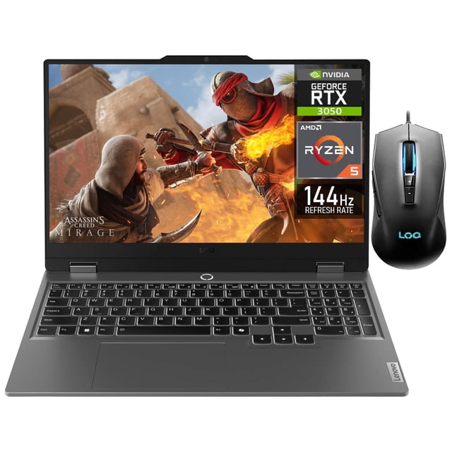 Laptop Gamer LENOVO LOQ 15ARP9 GeForce RTX 3050 6GB Ryzen 5 7235HS 32GB DDR5 512GB SSD 15.6" IPS FHD 144Hz Teclado Español Mouse