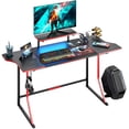 thumbnail image 3 of Bestier 63 inch Gaming Desk with RGB LED Lights PC Computer Desk with Controller Stand Cup Holder Headphone Hook Red, 3 of 7