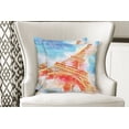 thumbnail image 4 of Ambesonne Colorful Throw Pillow Cover 2 Pack, Watercolor Paris Landmark, 16", Yellow Blue Red, 4 of 6