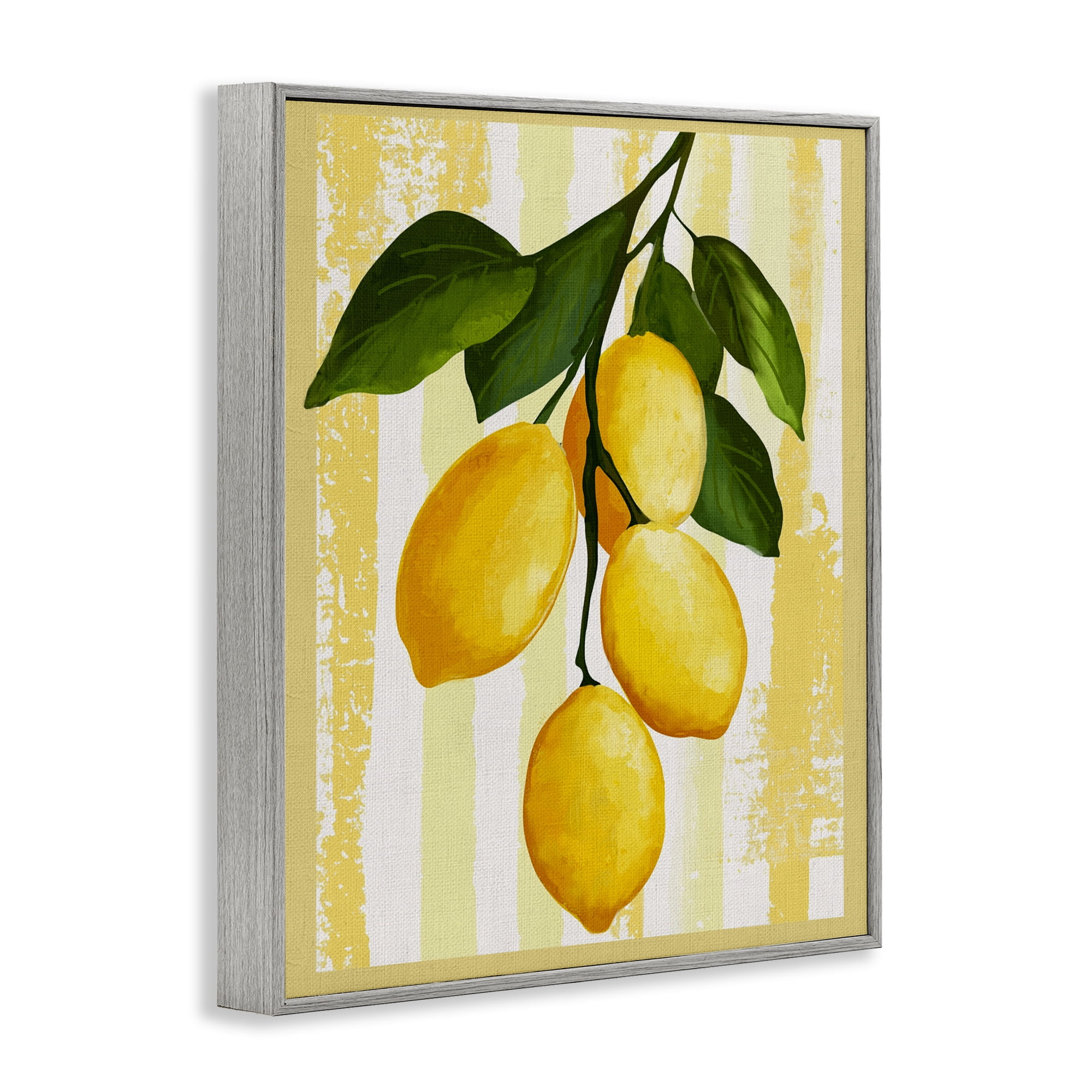 Stupell Industries Lemons on Green Branch Gray Framed Giclee Art, design by Yen