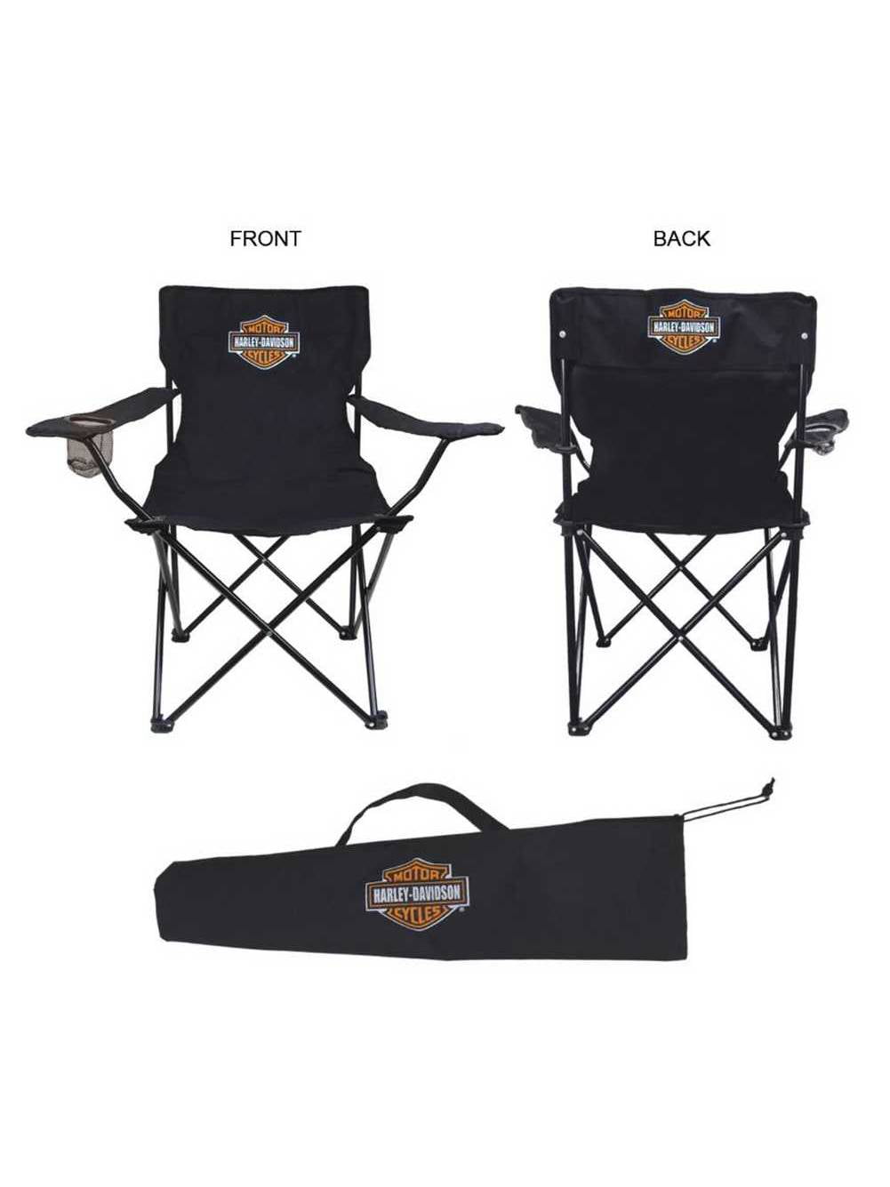 Harley-Davidson Compact Bar & Shield XL Chair w/ Drink Holder/Carry Bag CH30264 