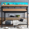 thumbnail image 3 of Leumius Metal Bunk Bed with Storage Shelves and Pegboard,Queen over Queen Size Bunk Bed Frame with USB Ports and LED Lights, Space-Saving,Natural, 3 of 13