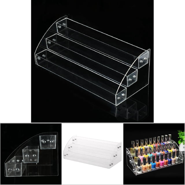 Nail Polish Rack, 6 Types Durable Nail Polish Acrylic Clear Makeup Display Stand Rack Organizer Holder, Safe/ Non-/ Environmental