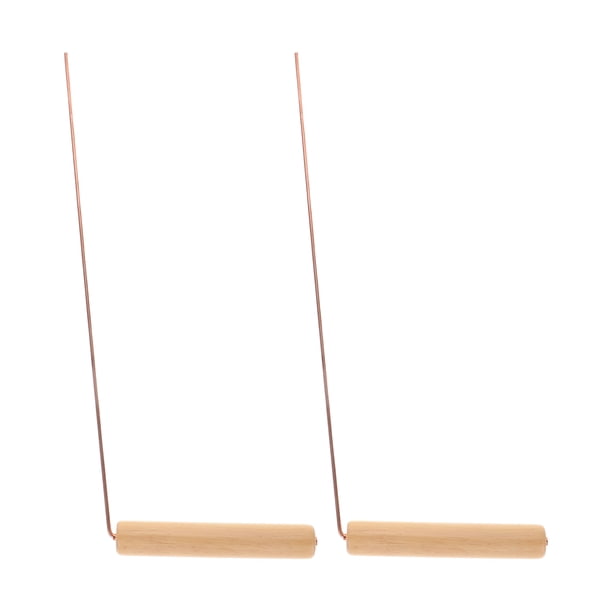 2 varillas de radiestesia para exteriores, varillas de cobre multiusos, varillas de zahorí portátiles con mango de madera