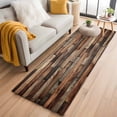 thumbnail image 2 of Brown Wood Grain Runner Rugs 2x6 ft Farmhouse Vintage Wooden Board Patchwork Washable Hallway Rugs Non-Slip Floor Mats Absorbent Carpet Bedside Runners for Bedroom Kitchen Bathroom Laundry Room, 2 of 9