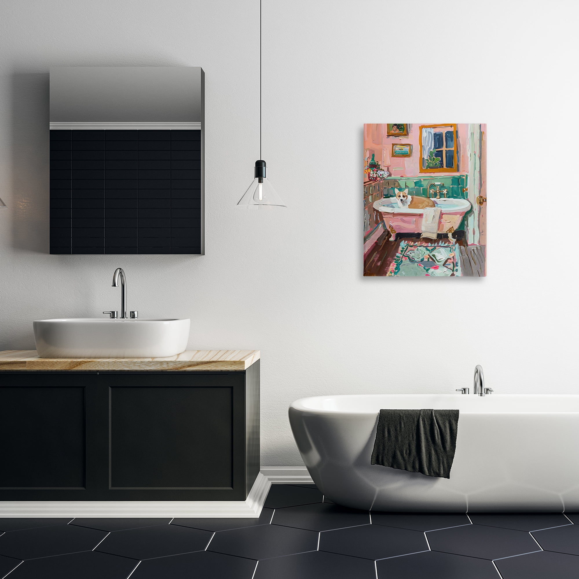 Stupell Industries Corgi in Pastel Tub Canvas Wall Art, design by The Prints Vibe