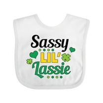 Inktastic Saint Patrick's Day Sassy Lil' Lassie with Shamrocks Girls Baby Bib