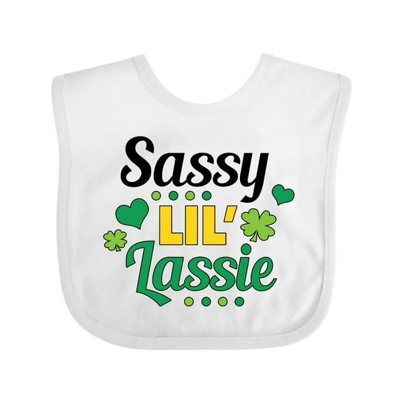 Inktastic Saint Patrick's Day Sassy Lil' Lassie with Shamrocks Girls Baby Bib