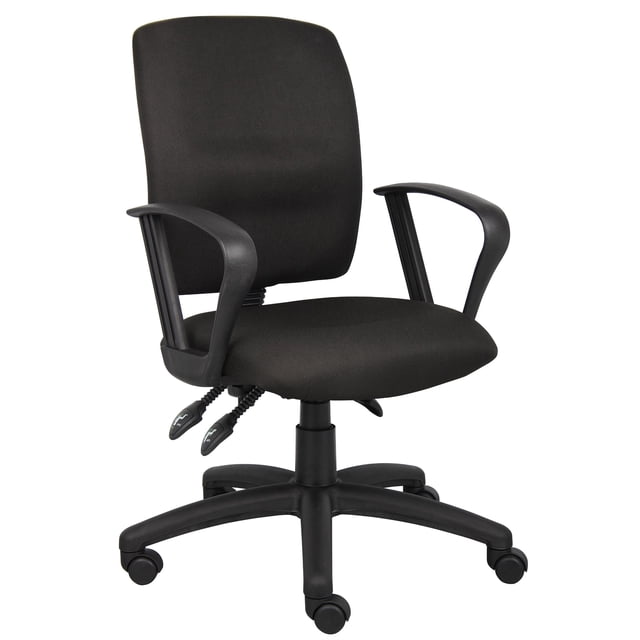 Boss Office Products Chaise de Bureau de Travail en Tissu avec Accoudoirs en Boucle, Noire
