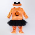 thumbnail image 4 of KAUOD Toddler Halloween Jumpsuits with Hairband 3 6 12 18 24 Months Baby Tulle Cotton Pumpkin Footie Rompers Outfits Clothes, 4 of 7