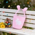 thumbnail image 5 of Easter Plaid Bunny Ear Basket Candy Gift Tote Bag for Eggs Spring Party Decor, 5 of 6