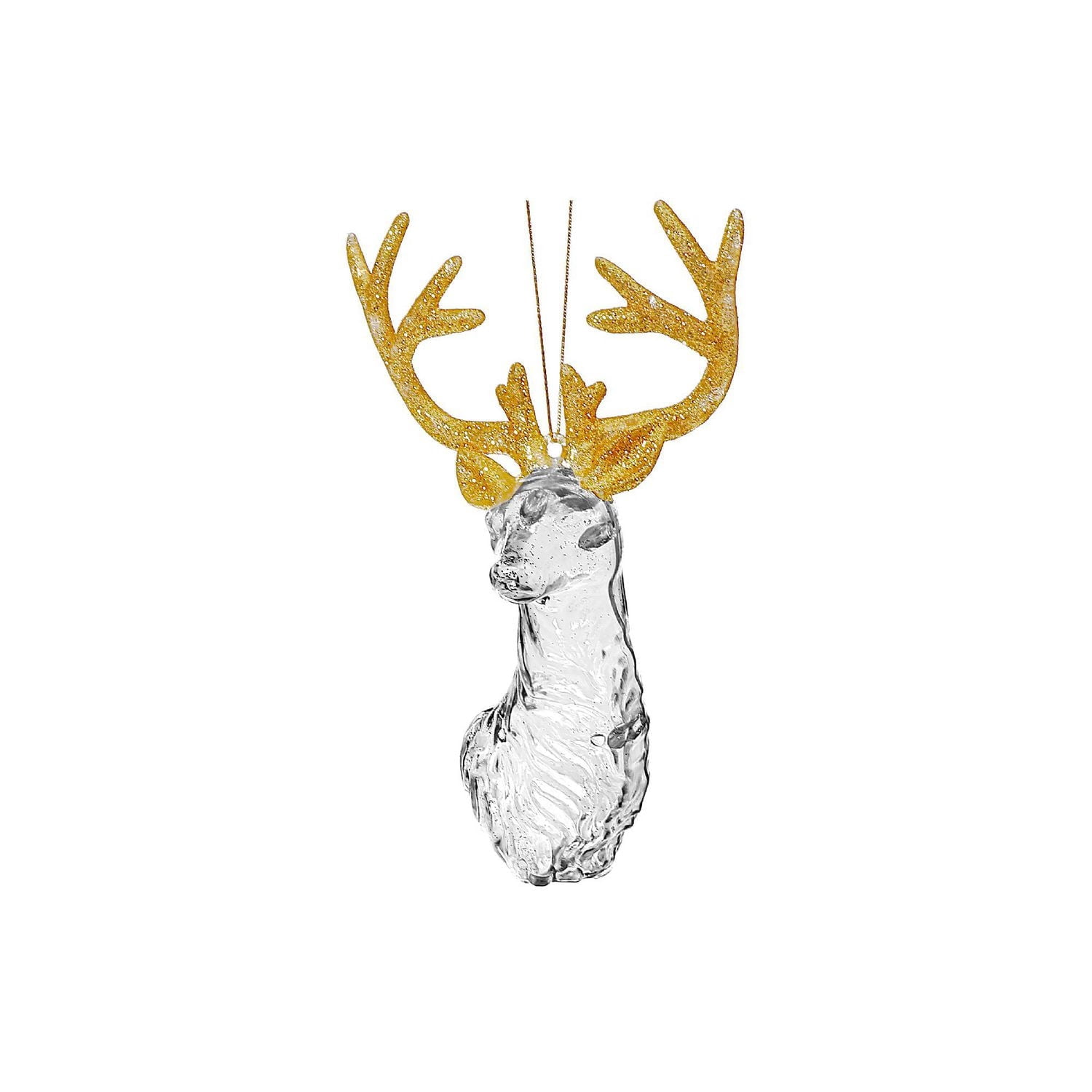 Christmas Acrylic With Gold Ornament Reindeer Head - Set of 12