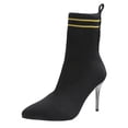 thumbnail image 2 of Bottes Courtes de Mode pour Femmes à Bout Pointu, Respirantes, à Talons Hauts, en Tricot, à Manches, 2 of 8