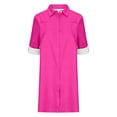 thumbnail image 4 of Lovskoo 2024 Womens Button Down Shirts Long Roll Up Sleeve Collared Work Blouses Oversized Loose Tops with Pocket Hot Pink-2XL, 4 of 7