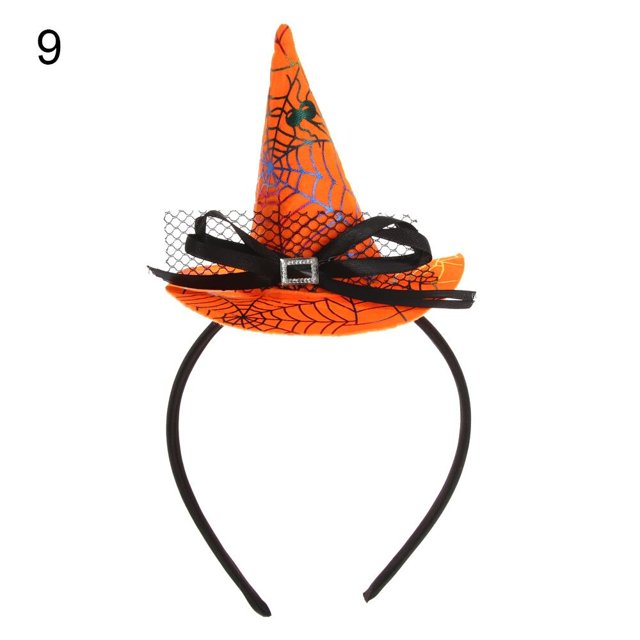 Sombrero de bruja de calabaza de Halloween, diadema de calavera para Festival de fantasmas de telaraña, accesorios de rendimiento para fiesta de vacaciones, Tiara, accesorios para el cabello Fivean unisex