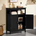 thumbnail image 4 of Bathroom Storage Cabinet, Wooden Free Standing Storage Organizer with 2 Doors & 1 Open Compartment, Adjustable Shelf,Floor Cabinet for Bathroom, Living Room, Hallway, Black, 4 of 18