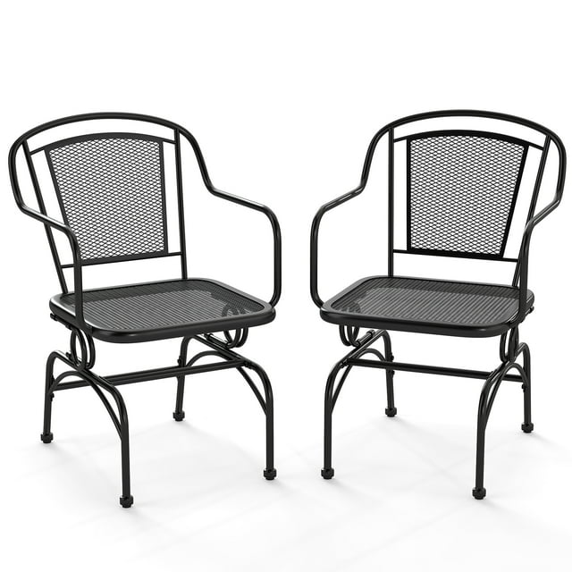 Patiojoy Patio Rocking Chairs Set of 2 Cozy Rockers with Metal Mesh Backrest & Seat