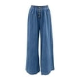thumbnail image 6 of Women's Stretchy Denim Pants High Waisted Wide Leg Regular Fit Jeans Pants Casual Baggy Jean Trousers 2025 with Pockets, 6 of 6