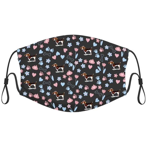 Cute Treeing Walker Coonhound Dog Graphic Printed Cloth Face Masks Reusable Washable Adjustable for Child (10 PCS)