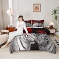 thumbnail image 4 of Manfei Jungle Tiger Bedding Comforter Set 2pcs, Romantic Red Rose Twin Comforter Sets, Animal Floral Bedding Set, Lightweight Room Decor, 4 of 8