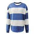 thumbnail image 4 of Stamzod Long Sleeve Shirts for Women Fashion Strip Printed Crewneck Sweatshirts Women Casual Workout Sweatshirt Blue M, 4 of 5