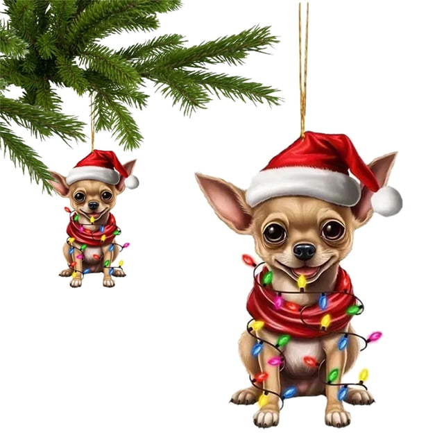 Christmas Dog Car Pendant Cute Design: This Pendant Features A And Dog Design Showcasing A Festive And Joyful Atmosphere Suitable For All Dog Enthusiasts.